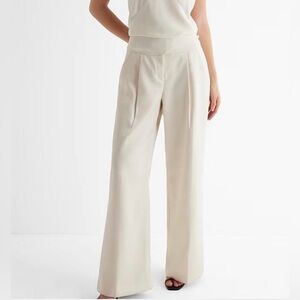 Express Cream Wide Leg Satin Pants 6 Long